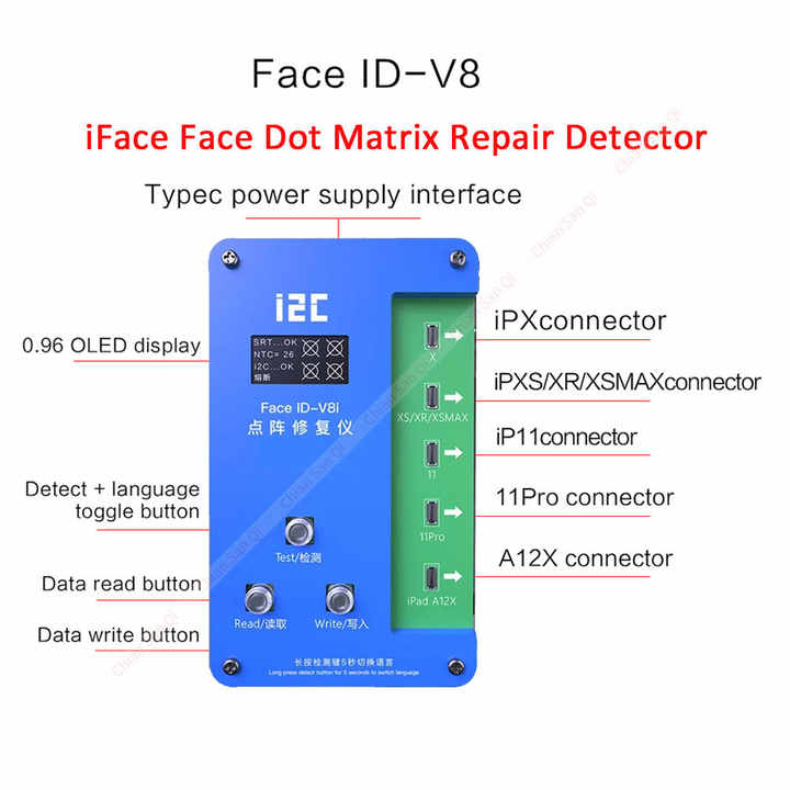 Foriphone X-11 pro max 12 mini Face ID Dot-matrix Repair i2C V8 Programmer Fix Face ID failure "Move Higher or Lower" Problem
